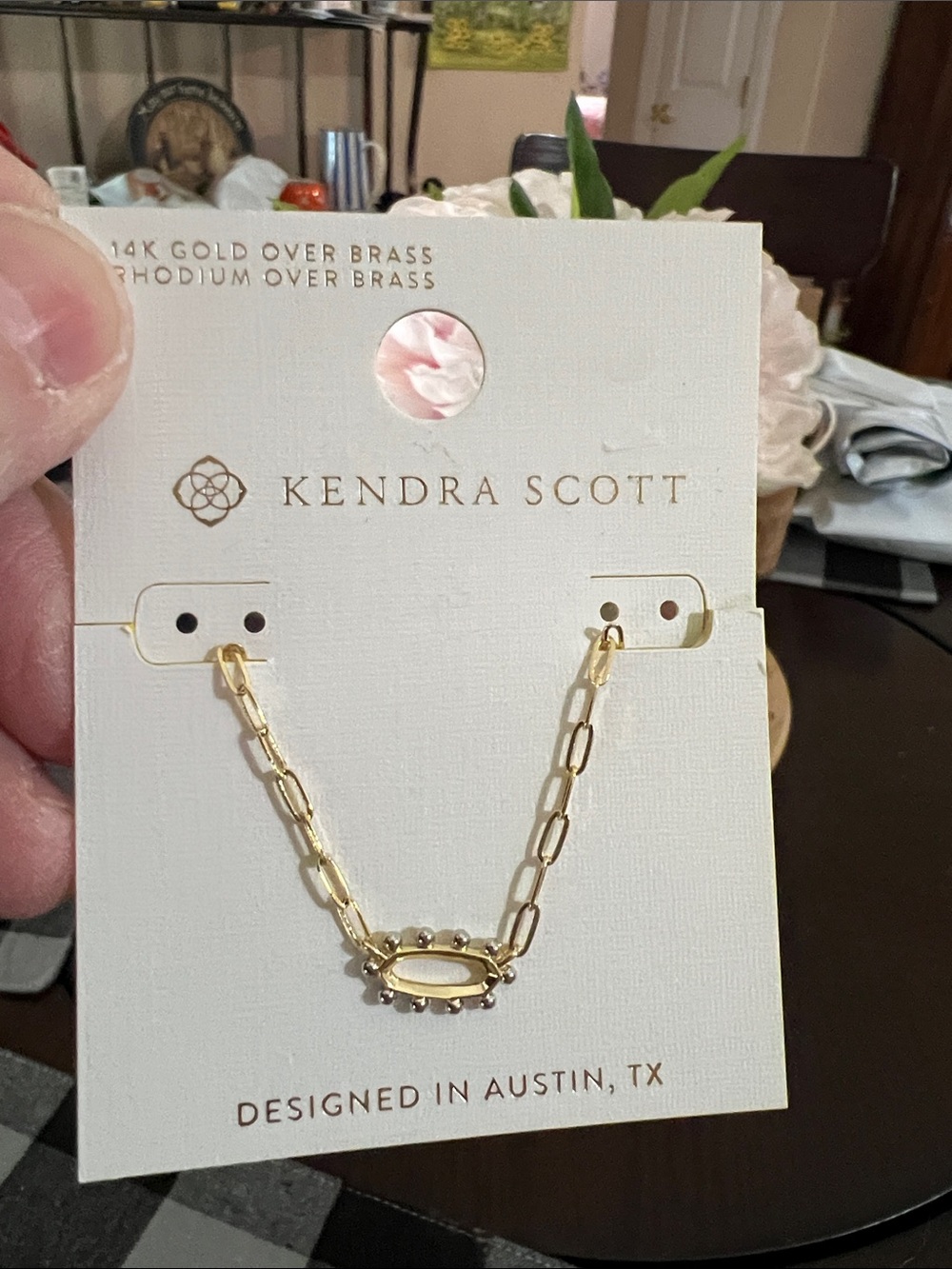 New Kendra Scott Kids Gold Link Chain Necklace with Decorative Center
